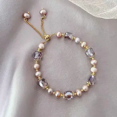 18K Gold Pearl Bracelet for Women Summer Cool Fashion