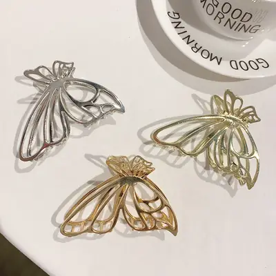 Elegant Golden Metal Hair Clip for Women