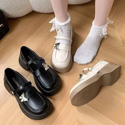 Women French Retro British Preppy Shoes Mary Jane Small Leather Autum 2025
