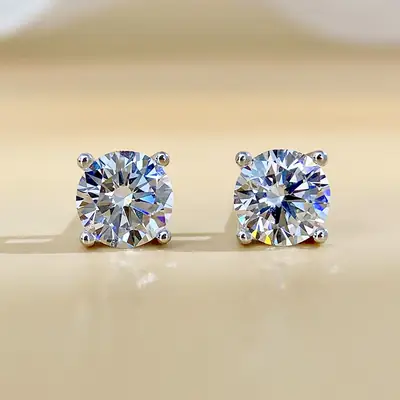 Moissanite Earrings for Men Women S925 Sterling Silver Studs