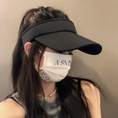 Women Anti-UV Topless Hat Light Blue K-Style