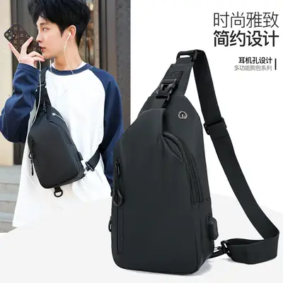 Men's Black Crossbody Bag 2025 Casual Korean Style Large Capacity
