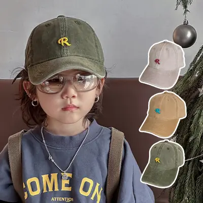 Qiunan Retro R Cap Sunshade Hat for Boys Girls