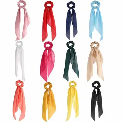 Black Knotted Satin Hair Ring Ponytail for Women