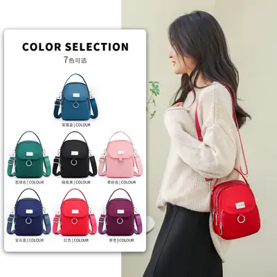 Pink Crossbody Phone Bag Women Waterproof Nylon