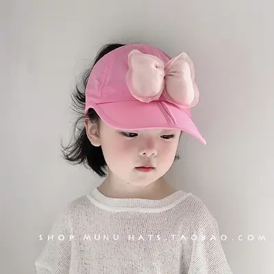 Children's Pink Bowknot Cap Large Bristle Sunshade Hat