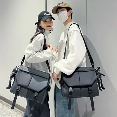Black Satchel Crossbody Bag for Men Women