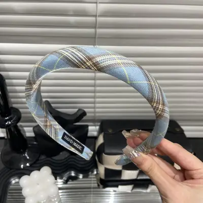 Sweet Mori Plaid Hairband for Women High Cranial Top