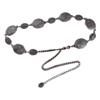Women Retro Metal Waist Belt with Skirt Design