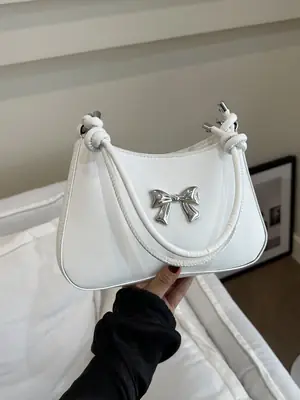 White Bow Shoulder Bag for Women 2024