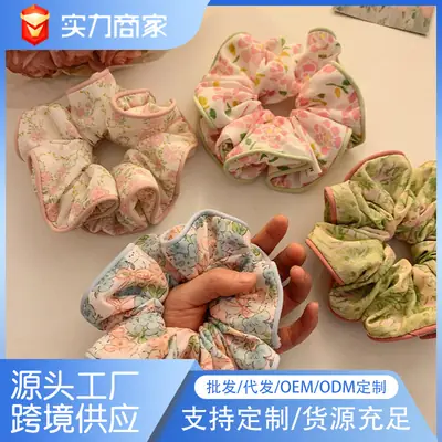 Sweet Floral Lace Hair Rings with Large Bow Design
