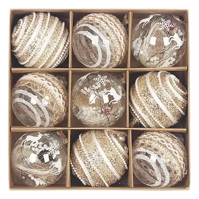 8CM Handmade Christmas Balls Transparent Decor Set