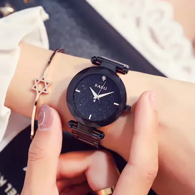Women's Starry Sky Quartz Watch Rose Gold Steel Band