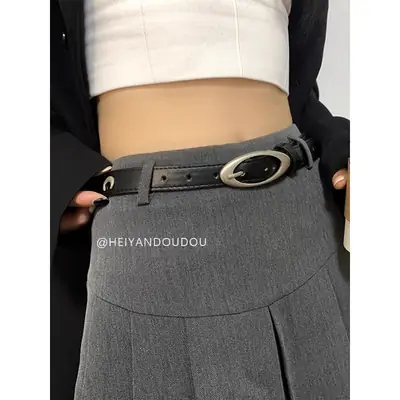 Vintage Belt for Women's Ins Style All-match Black