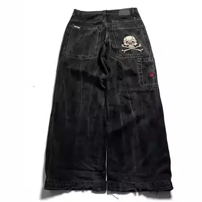 Men's Dark Printed Wide-leg Hip-hop Jeans