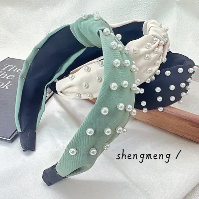Pearl Beaded Cranial Top Headband for Women