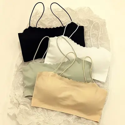 Wire-Free Camisole Bra for Girls, Seamless, Backless, Ice Silk