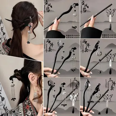 New Chinese Wooden Hairpin Women Antique Hanfu Cheongsam