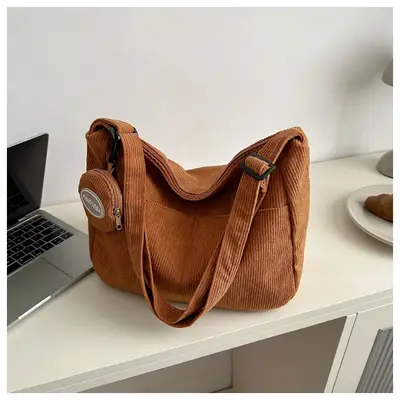Corduroy Shoulder Crossbody Bag Women Brown 2024