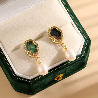 18k Gold Pearl Earrings for Women