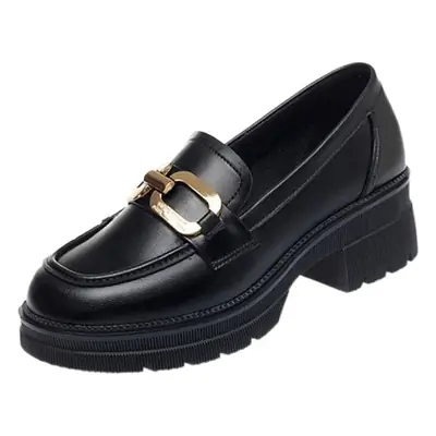 Women's Black Patent Leather Platform Loafers 2024