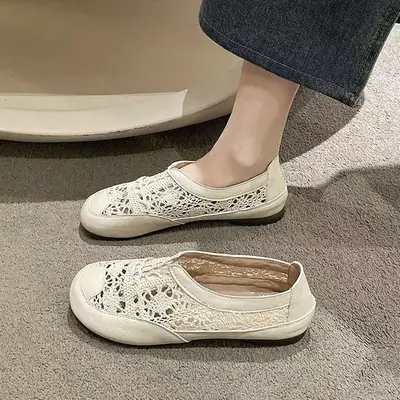 Women's Lace Slip-On Shoes Summer White