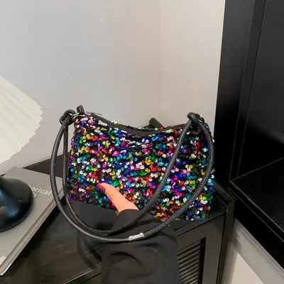 Sequin Shoulder Bag 2024 Summer New Textile Casual Stylish