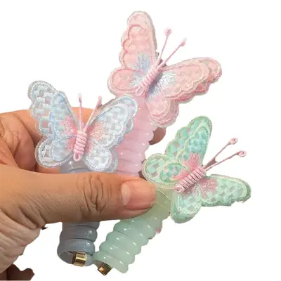 New Butterfly Hair Ties for Girls Pink Green Blue