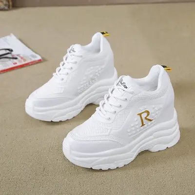 Women White Mesh Sneakers Thick Sole 2024