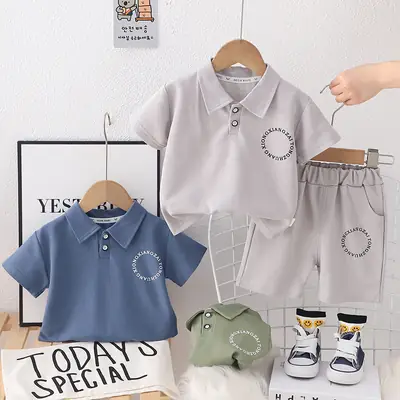 Baby Summer Suit 2024 Cotton Polo Shorts Set