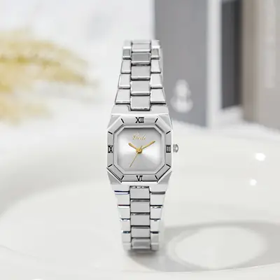 Women's Square Quartz Watch Gold Steel Band Set of 6