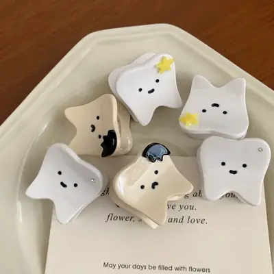 White Tooth-Shaped Hairpin Clip for Men