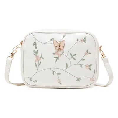 Black Embroidered Butterfly Shoulder Bag for Women