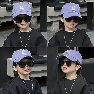 Purple Embroidered Baseball Cap for Kids Spring Autumn