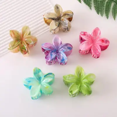Marble Color Flower Hair Clips High Fashion Shark Catch