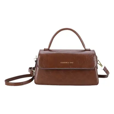 Women's Brown PU Leather Crossbody Bag with Chain Strap