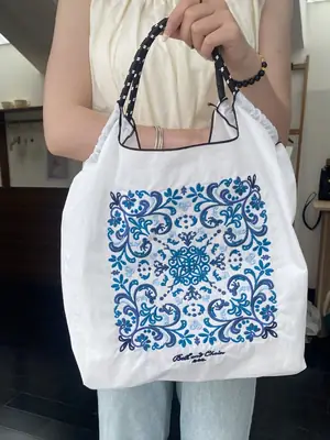 New White Tenghua Embroidered Crossbody Bag Set