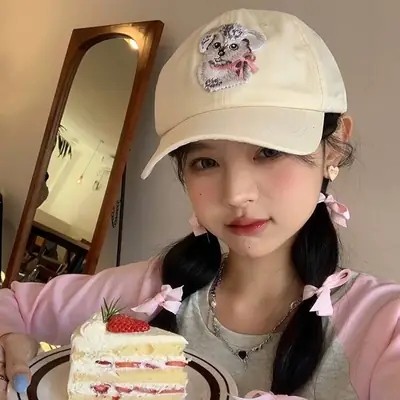 Cute Dog Embroidered Baseball Cap for Girls
