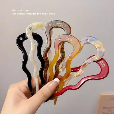 U-Shaped Hairpin 12.5cm Black Acetic Acid