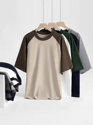 Men Raglan Sleeve T-Shirt Navy Grey 230g