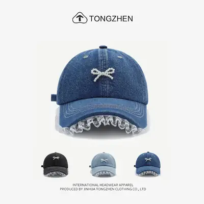 Japanese Style Pearl Bow Baseball Cap for Women