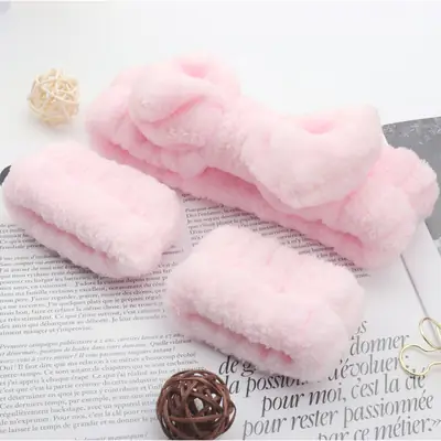 Coral Fleece Bow Wash Hair Band for Women