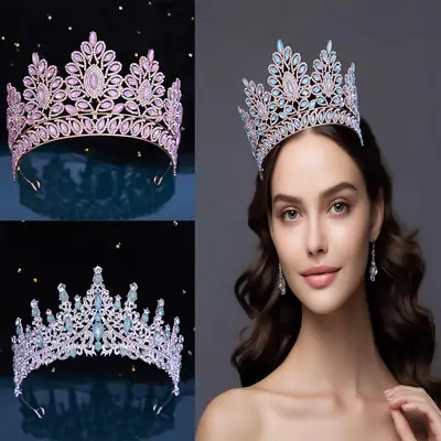 European Bridage Crown with Pink Rhinestones