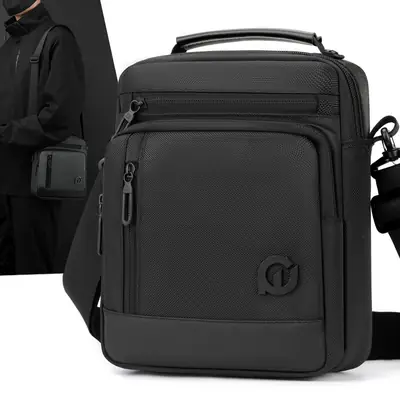 Men's Waterproof Crossbody Bag Large Business Style Black