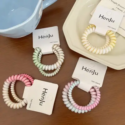 Spring Color Gradient Rubber Hair Rings for Women