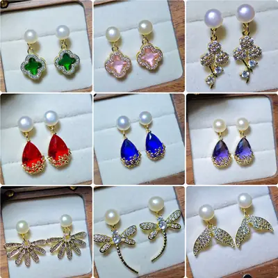 S925 Silver Pearl Four-Leaf Clover Earrings