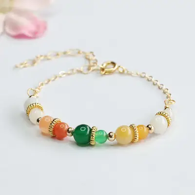 Glowing Jade Bracelet with Green Chalcedony Beads