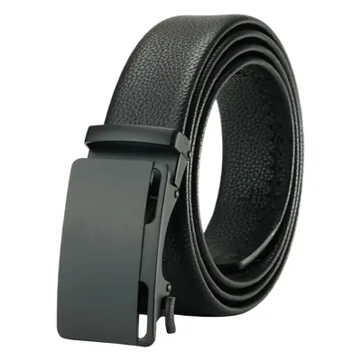 Men's Black Leather Belt with Automatic Buckle