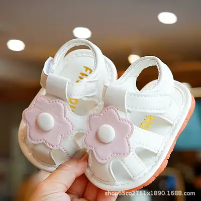 Toddler Sandals White Floral 1-2Yrs Non-Slip