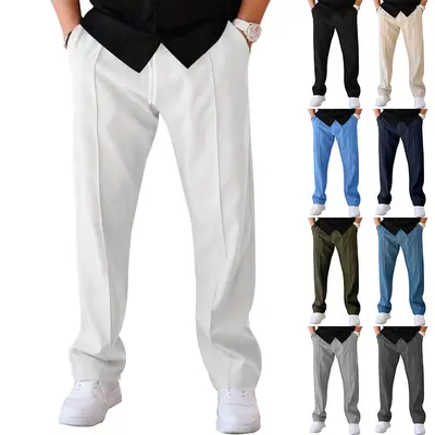 2025 Men's Loose Casual Straight Pants Spring Summer White